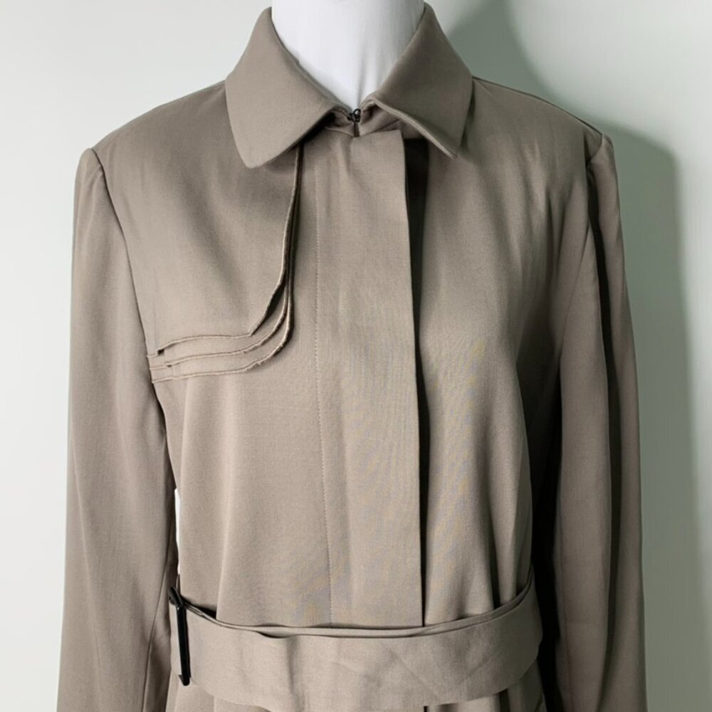 Lavia Piazza Sempione Women's Brown Virgin Wool Trench Coat Size 48 IT/ 12 US - Picture 2 of 14